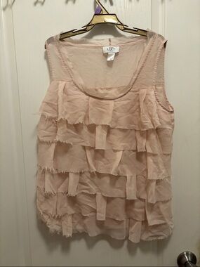 LOFT Blush Pink Layered Ruffle Camisole - Size MP - AS IS